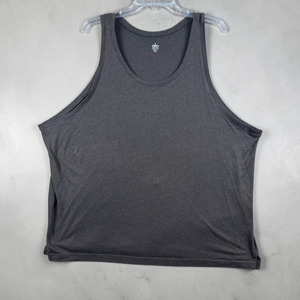 Alo Yoga Womens XXL Brown Heathered Scoop Neck Sleeveless Athletic Tank Top